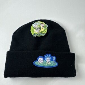 Rick and Morty Beanie Hat Black Embroidered Winter Cap NWT Adult Unisex
